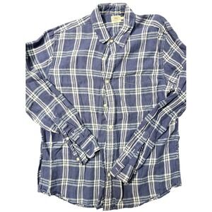 Faherty Brand Shirt Mens Large Blue Gray Plaid Button Down Long Sleeve Casual